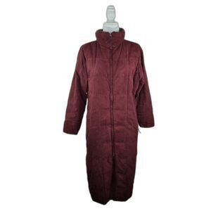 L.L. Bean Women's Microsuede Quilted Down Long Coat Goose Down Ultra Warm Large